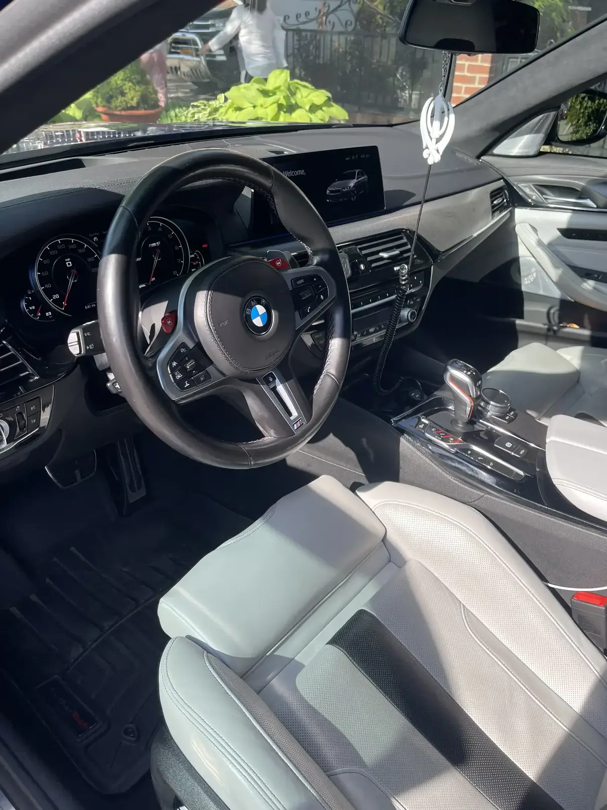 Interior of blue BMW m5 after cleaning